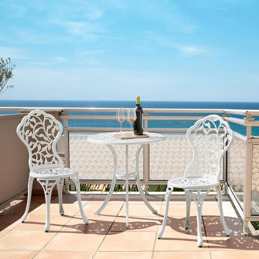 3-Piece Outdoor Bistro Set w/Leaf Design,