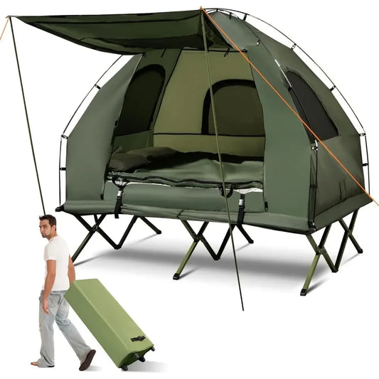 Tent Cot 5-in-1 Folding Camping Cot with Mattress Pillows