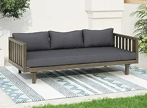 Outdoor 3 Seater Daybed, Acacia Wood Day Bed Couch Sofa