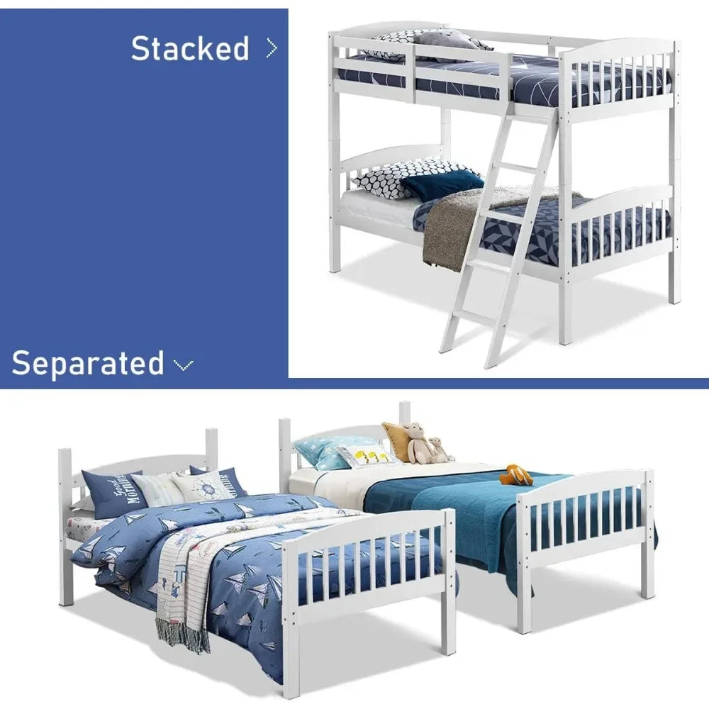 Twin Bunk Beds, Convertible Into Two Individual
