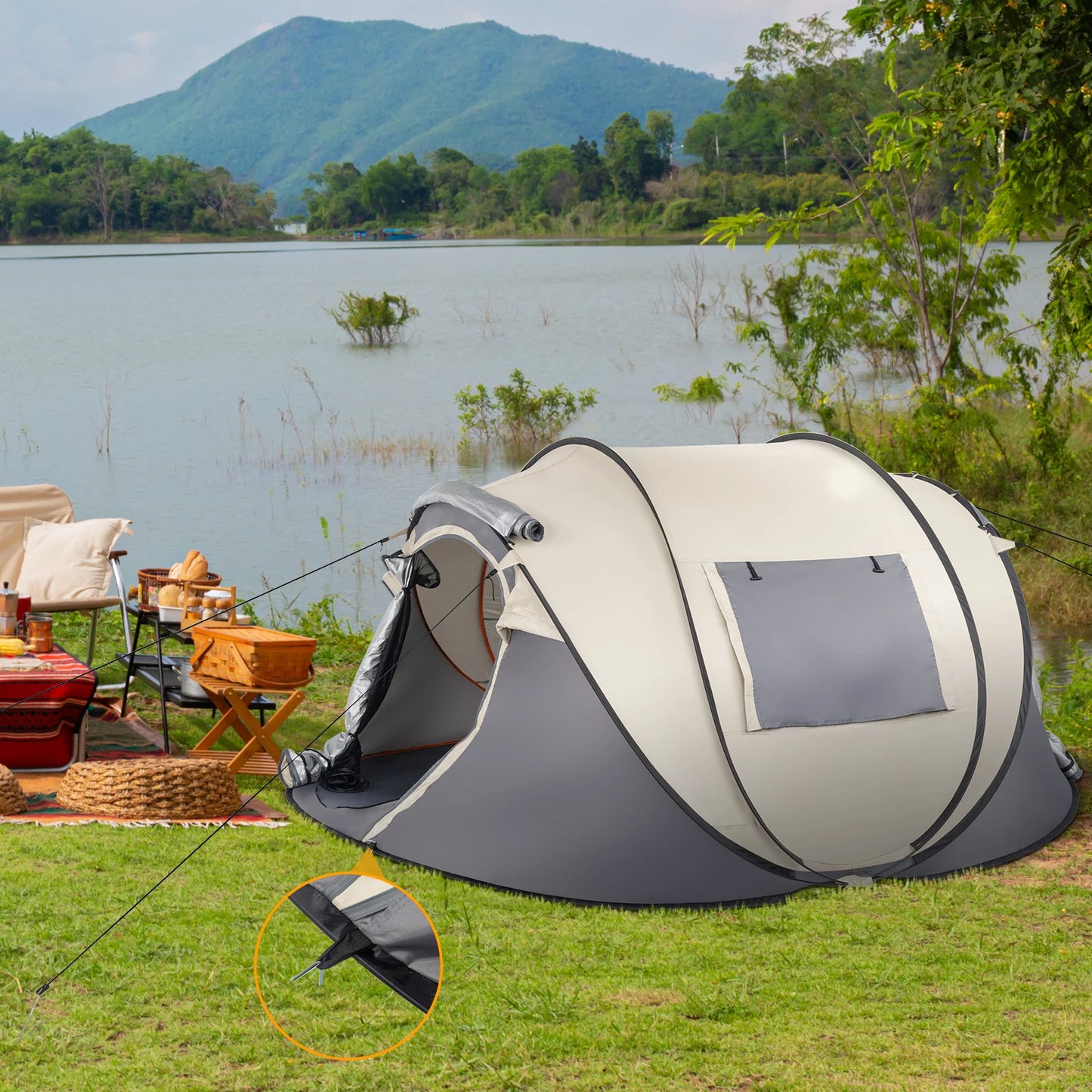 Camping Tent, 4 Person Pop Up,Easy Setup