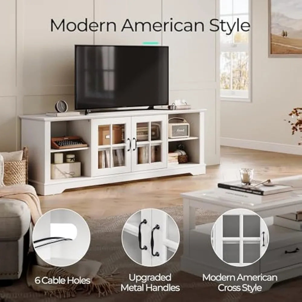 TV Stand for 75 Inch TV with LED Lights 68 Inch Entertainment Center with Remote Control