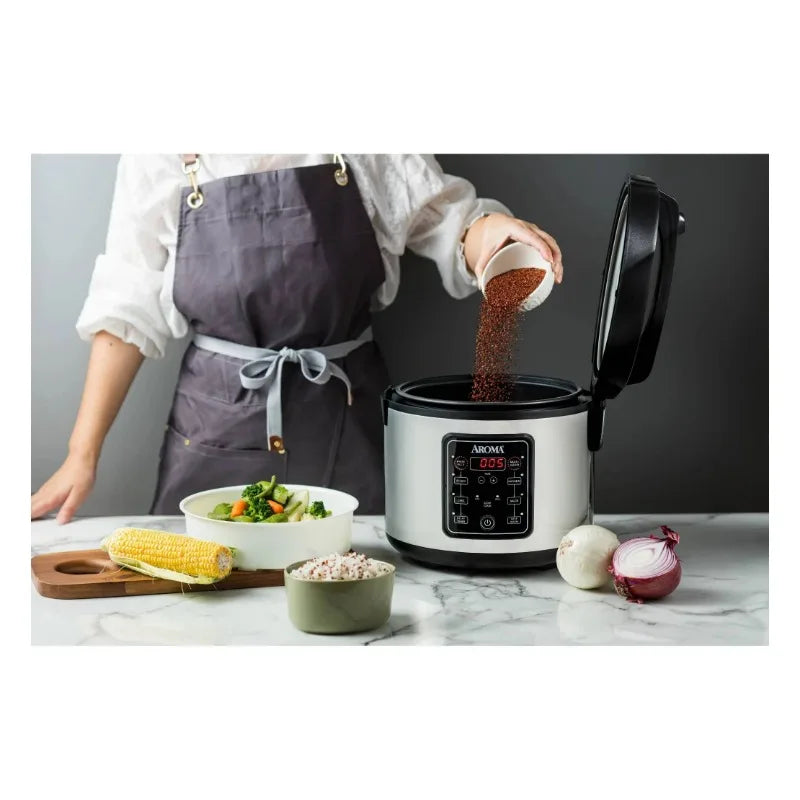 Aroma 20 Cup Digital Multicooker & Rice Cooker - Stainless Steel