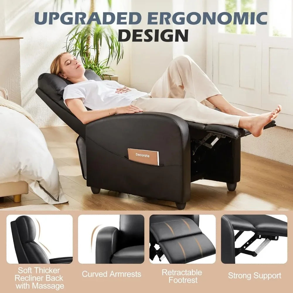 Recliner Chair Massage Reclining Sofa for Adults with PU Leather Upholstery