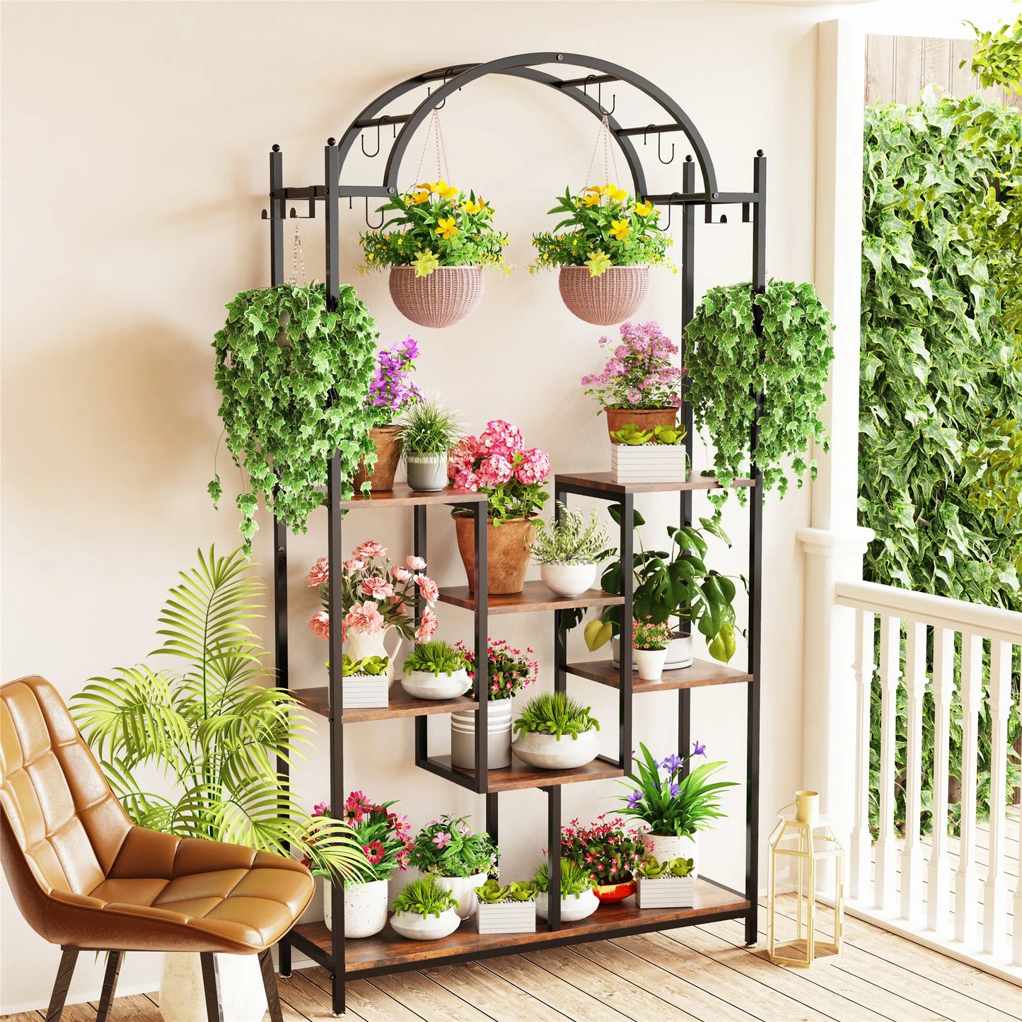 5-Tier Tall Indoor Plant Stand, 74.8'' Arched Metal Flower Shelf