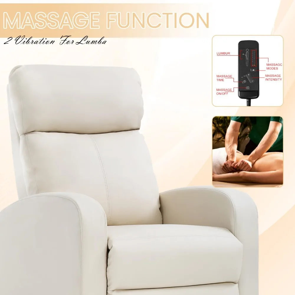 Recliner Chair Breathable Padded with Massage Feature