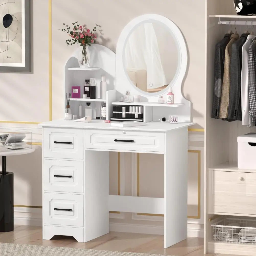 Vanity Table Modern Partition Design Makeup Desk With Mirror