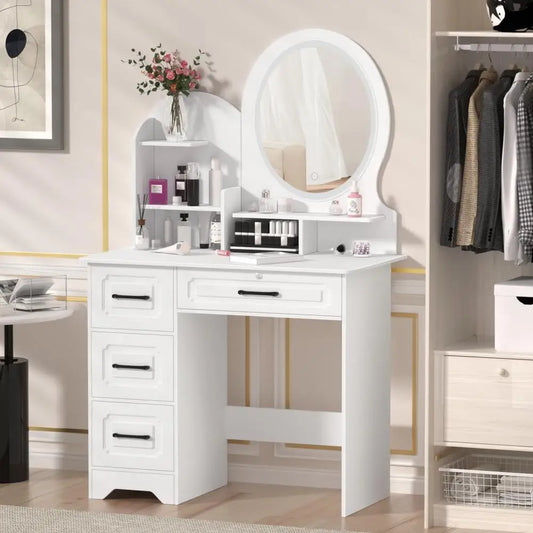 Vanity Table Modern Partition Design Makeup Desk With Mirror