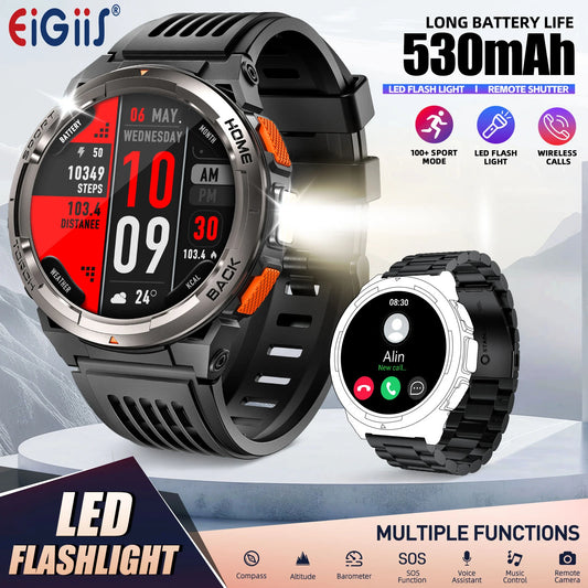 EIGIIS 1.45 Inch Smart Watch KE5 3ATM Waterproof Original Design with Activity Tracker and Leather Band