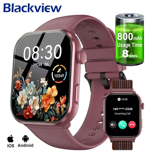 Blackview 2025 New Bluetooth Smartwatch with Activity Tracking and Dual Straps