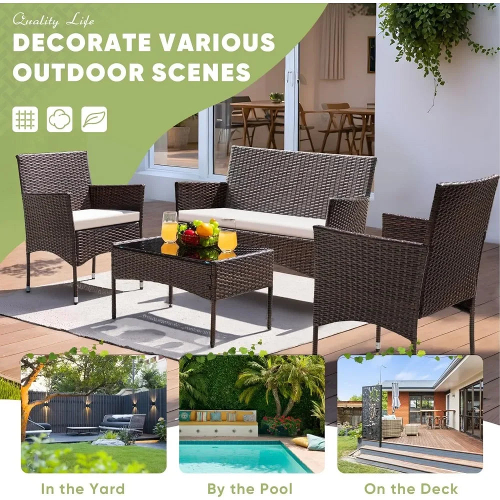 4 Pieces Patio Furniture Outdoor