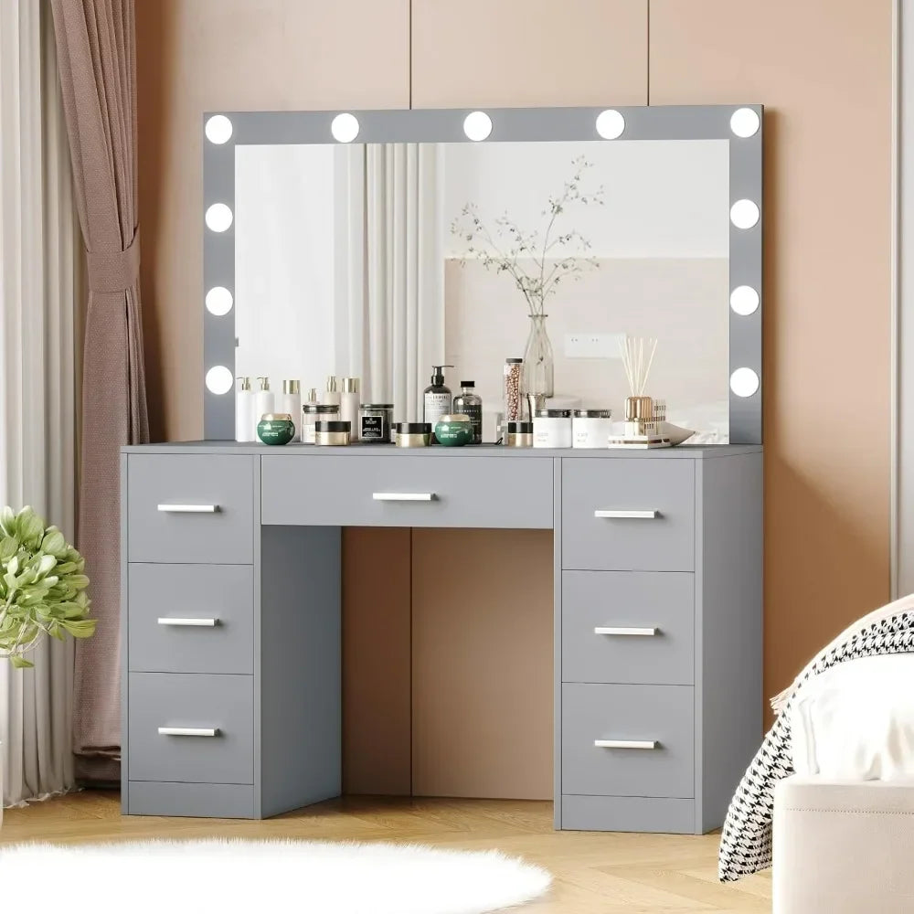 Vanity Desk, Lighted Mirror