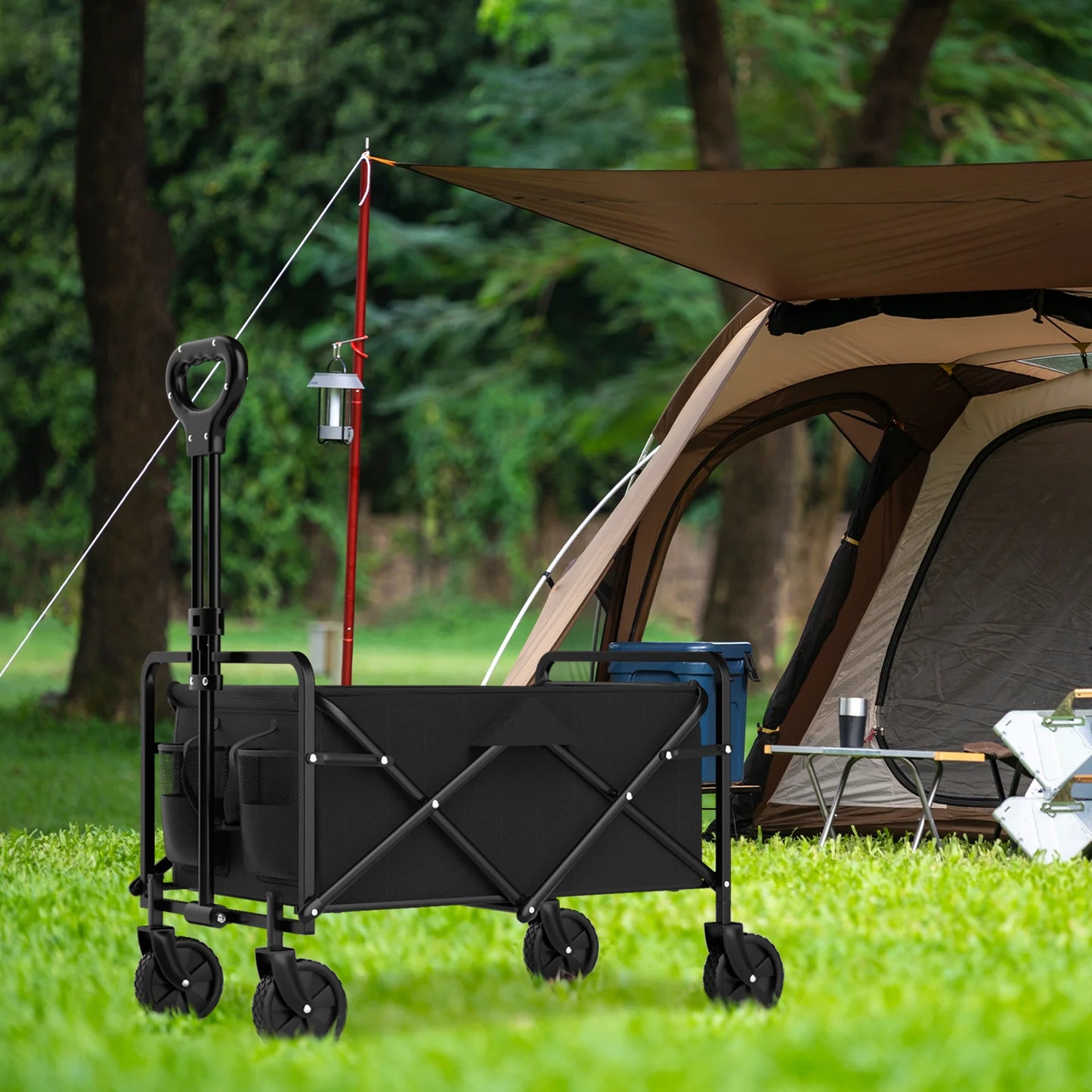 Foldable Handcart with Four Wheels for Easy Cargo Transportation
