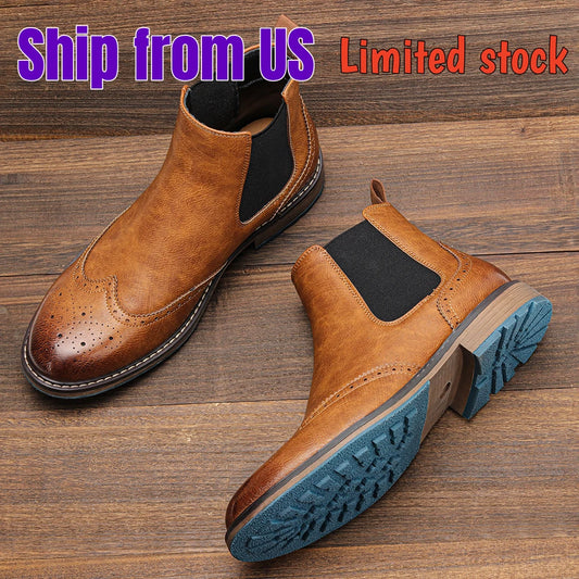 Brogue Chelsea Men Boots 2025 American Style Fashion