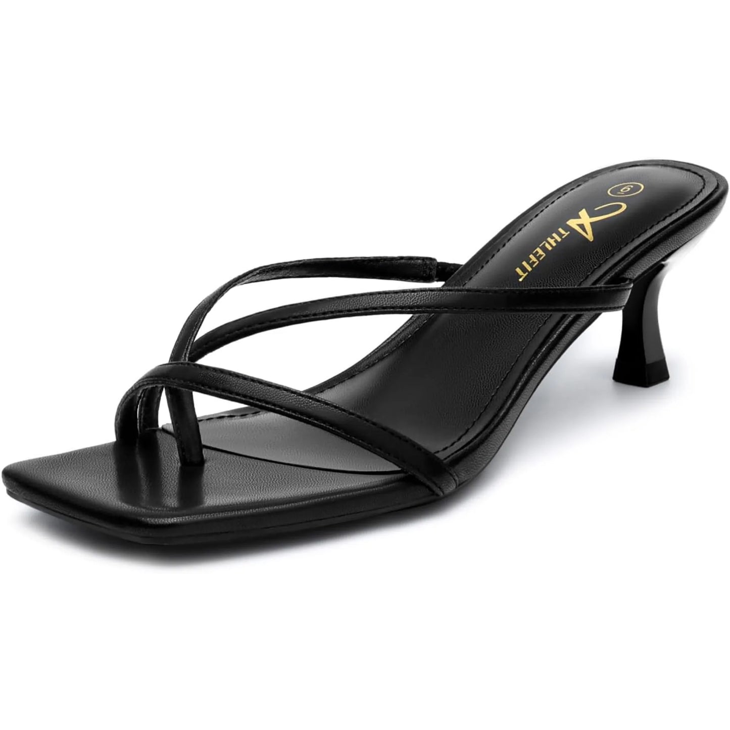 Women's Strappy Kitten Heels Flip Flops Square Open Toe Sandals