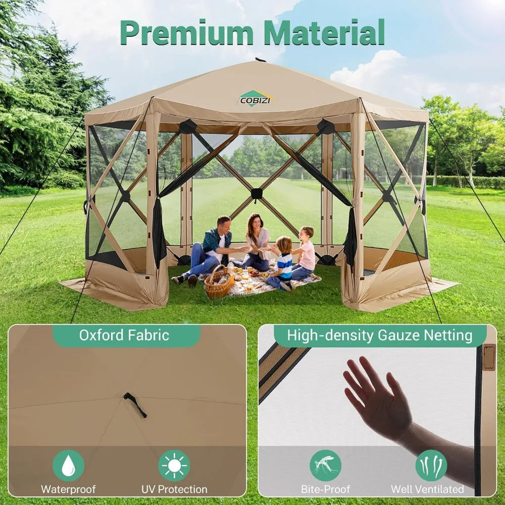 12x12ft Pop Up Gazebo Screen Tent Screen House for Outdoors