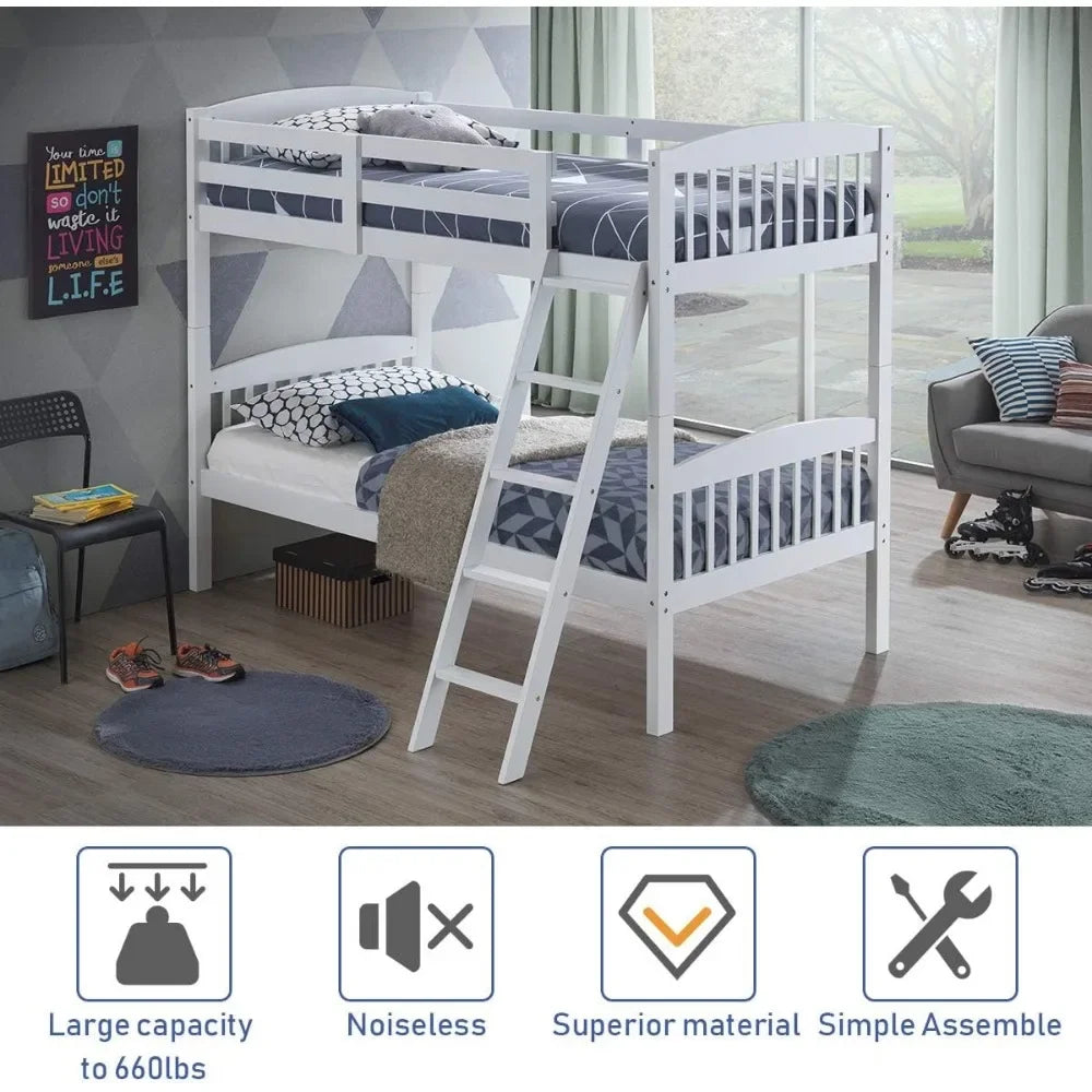 Twin Bunk Beds, Convertible Into Two Individual