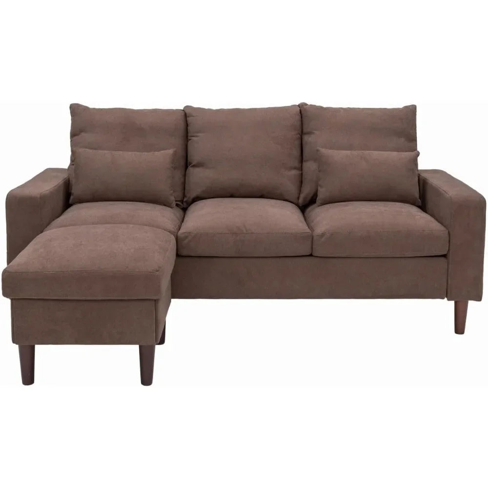 3 Seater L Shape Sofa Set with Ottoman Footstool for Small Spaces