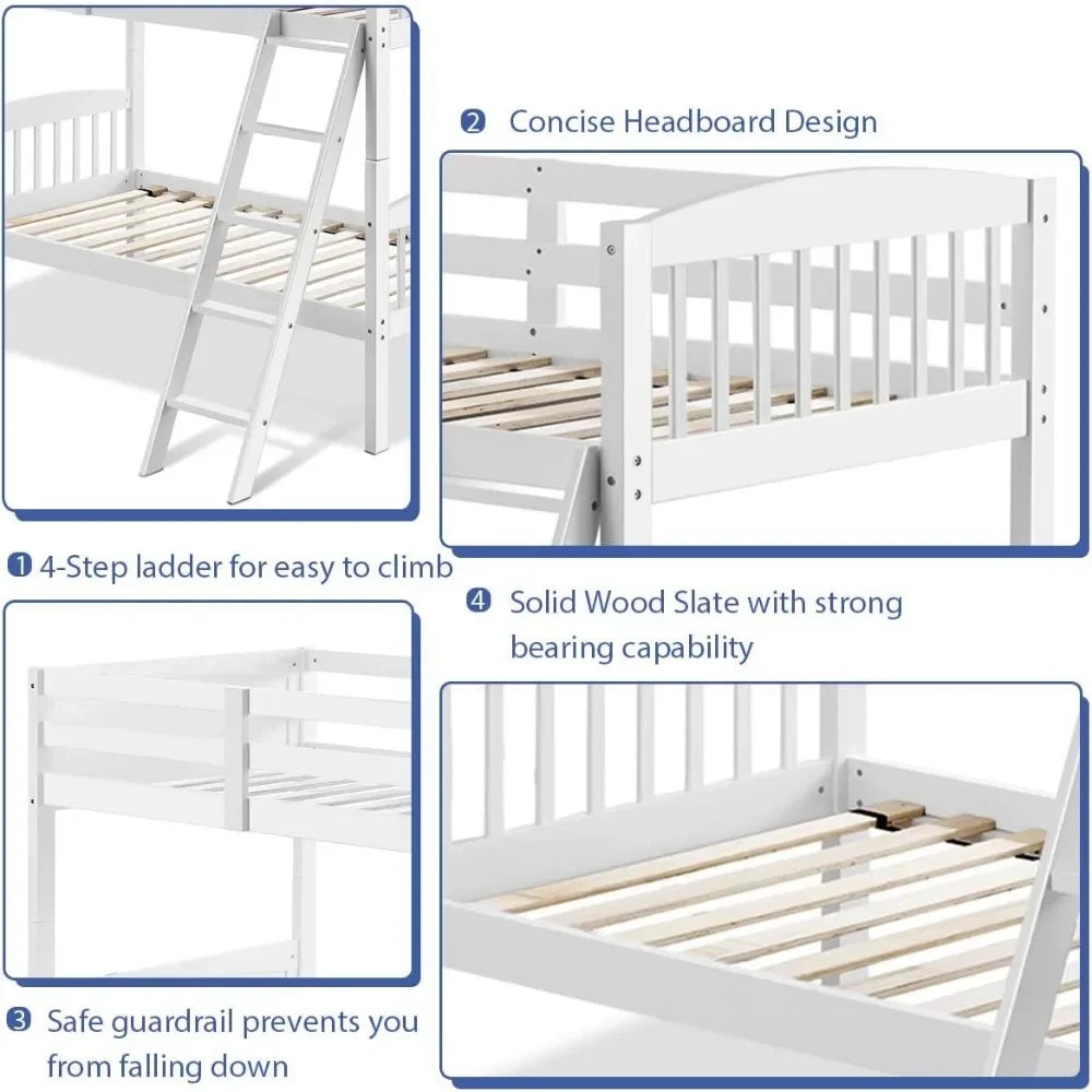 Twin Bunk Beds, Convertible Into Two Individual