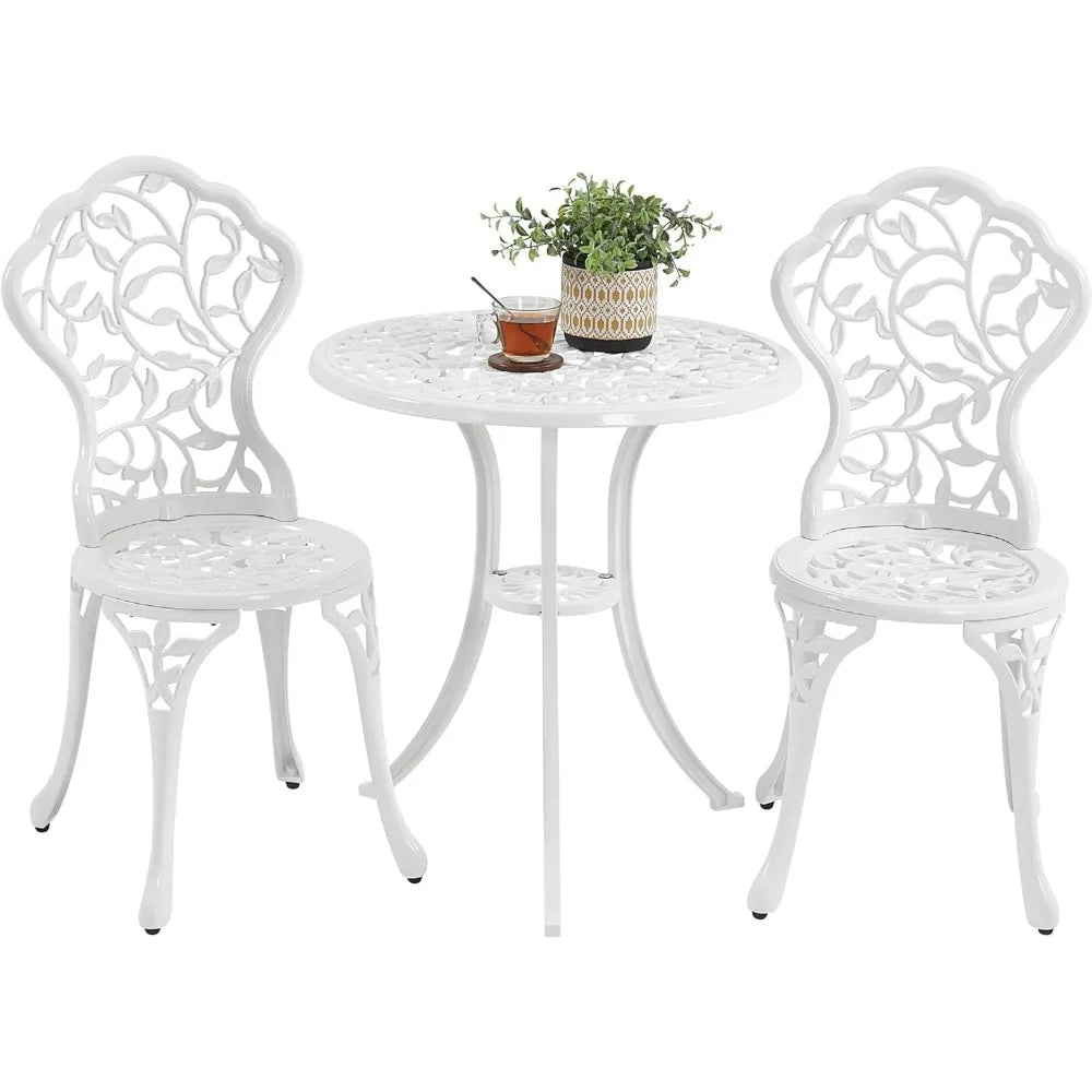 3-Piece Outdoor Bistro Set w/Leaf Design,