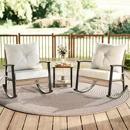 3 Piece Patio Furniture Set, Outdoor Rocking Chairs