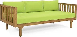 Outdoor 3 Seater Daybed, Acacia Wood Day Bed Couch Sofa