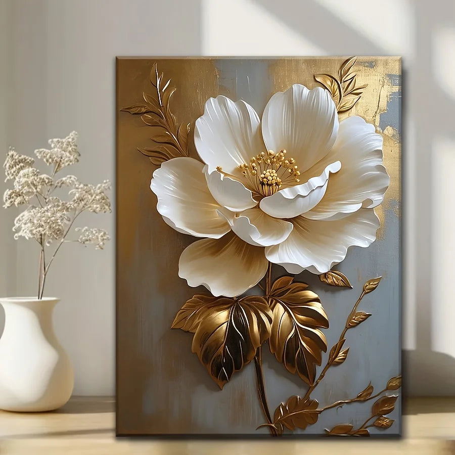 1PC Elegant White Floral Canvas ArtV
