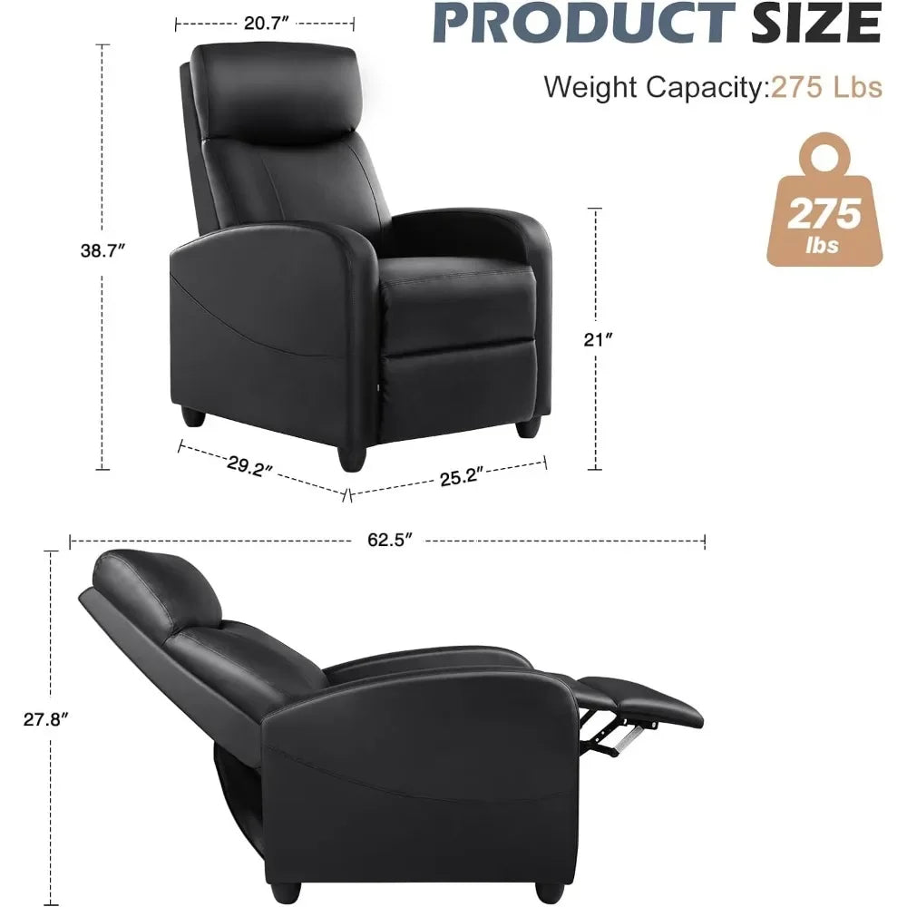 Recliner Chair Massage Reclining Sofa for Adults with PU Leather Upholstery