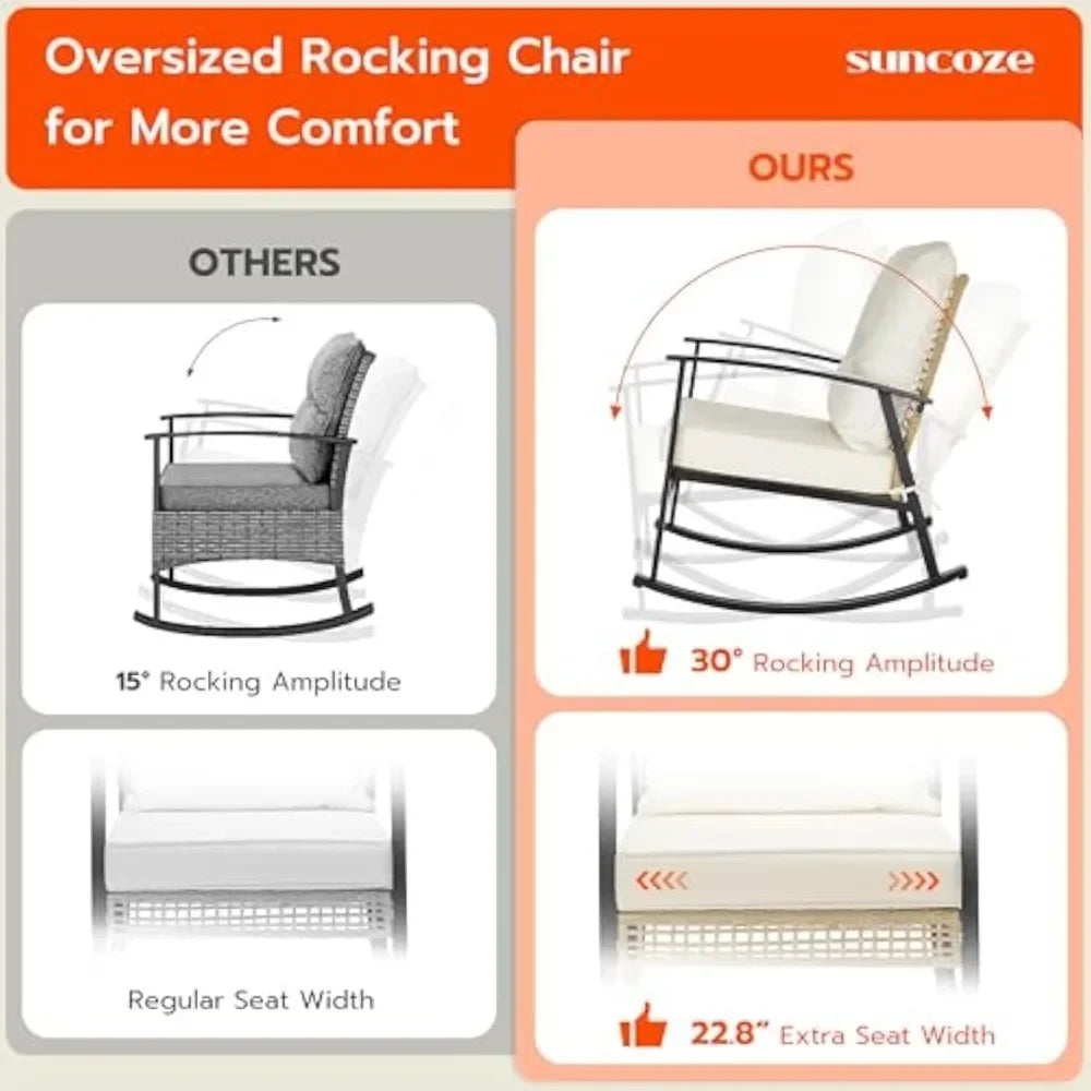 3 Piece Patio Furniture Set, Outdoor Rocking Chairs