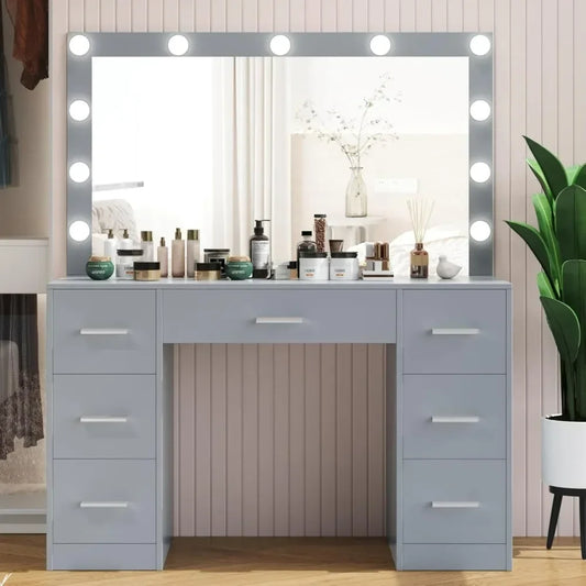Vanity Desk, Lighted Mirror