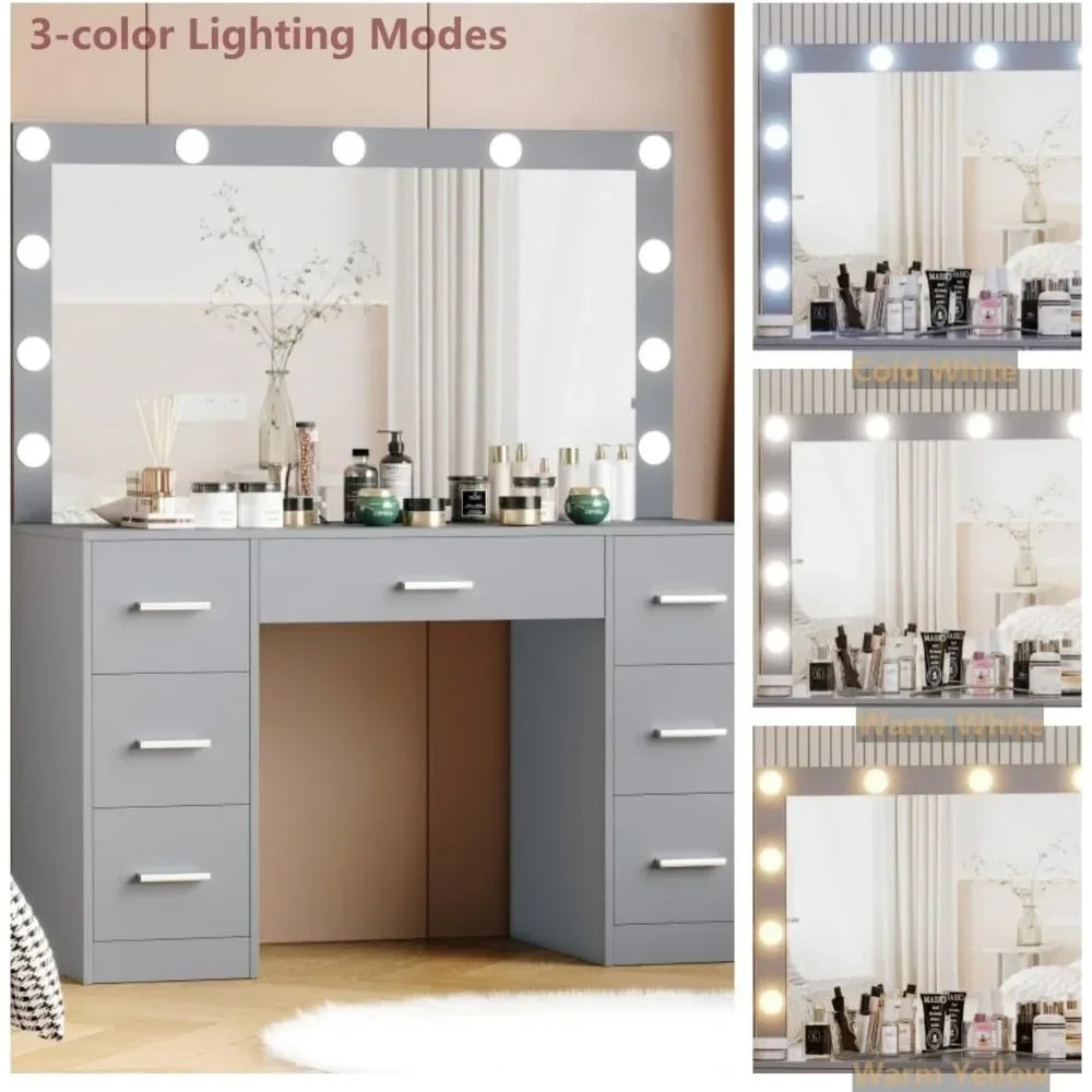 Vanity Desk, Lighted Mirror