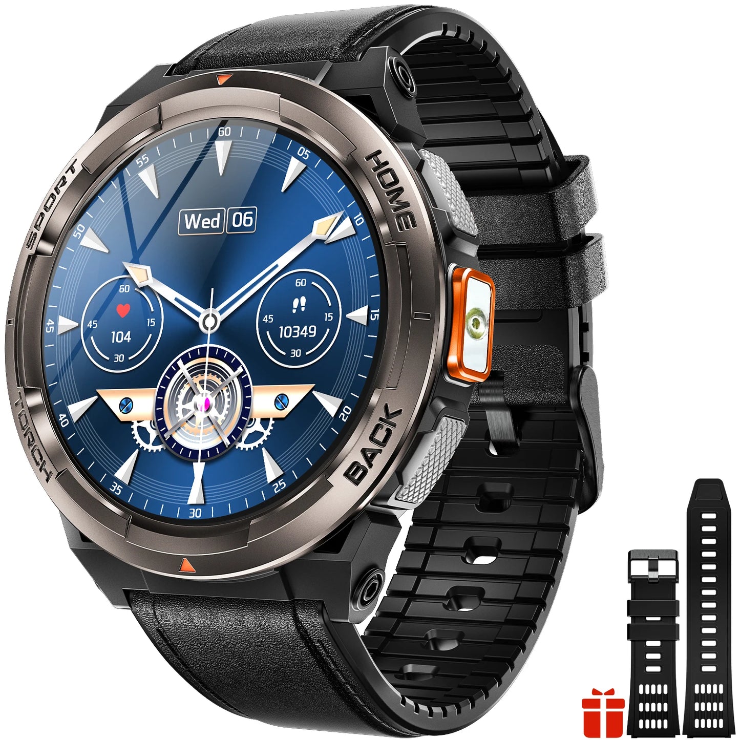 EIGIIS 1.45 Inch Smart Watch KE5 3ATM Waterproof Original Design with Activity Tracker and Leather Band