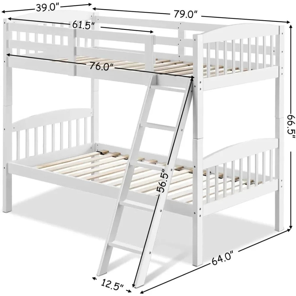 Twin Bunk Beds, Convertible Into Two Individual