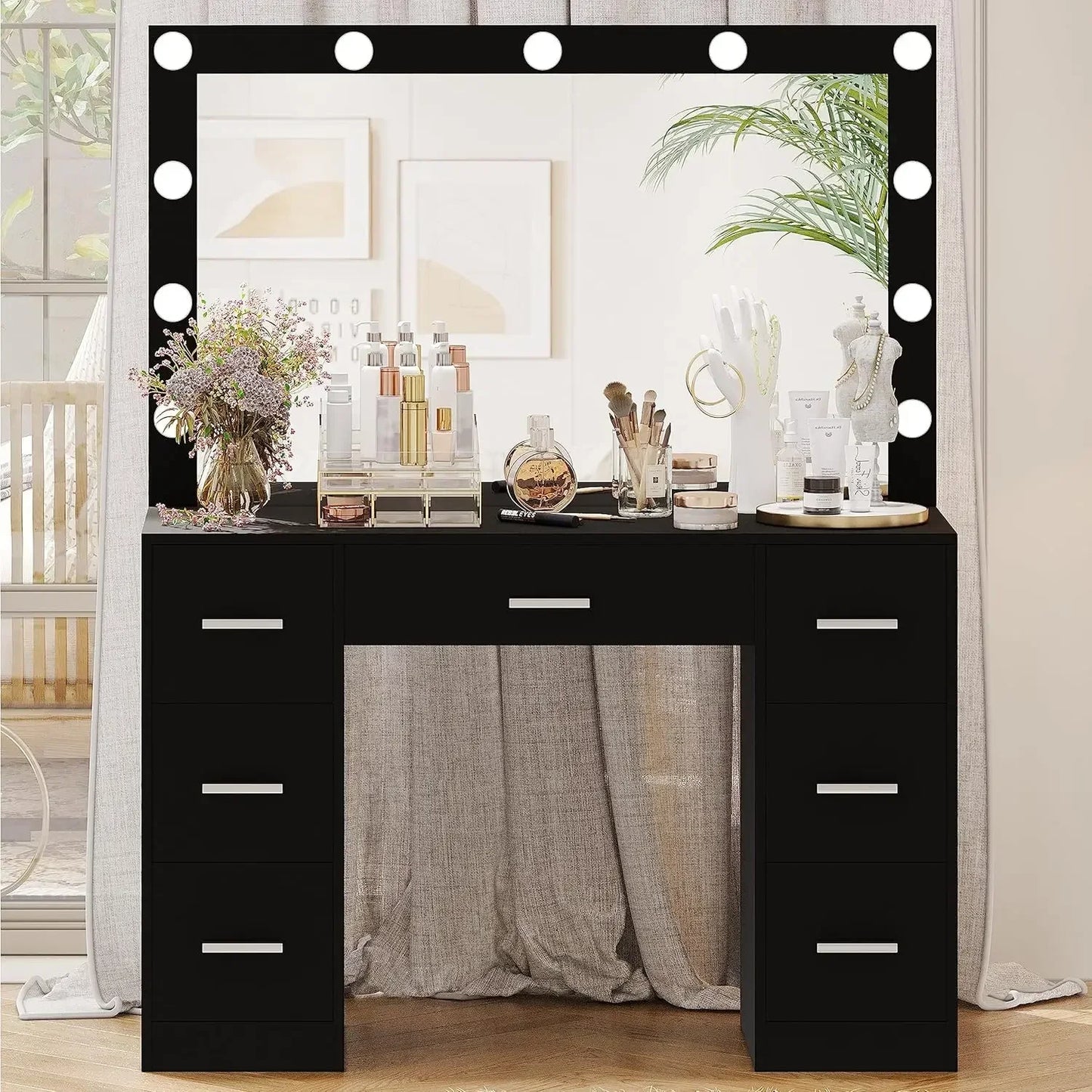 Vanity Desk, Lighted Mirror