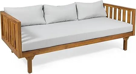 Outdoor 3 Seater Daybed, Acacia Wood Day Bed Couch Sofa