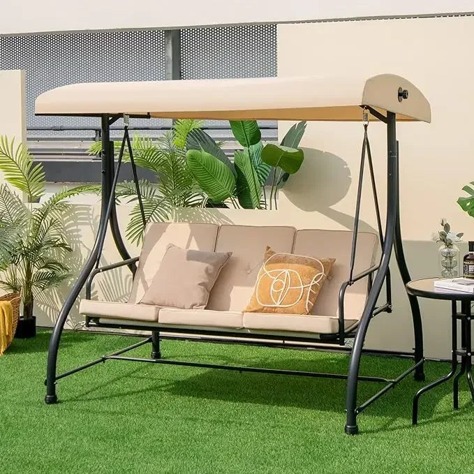 2-in-1 Convertible Patio Swing Bed with Removable Cushions