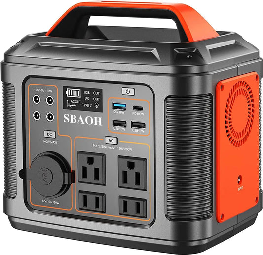 Portable Power Station 296Wh 20Ah 300W Solar Charger Emergency Battery Backup