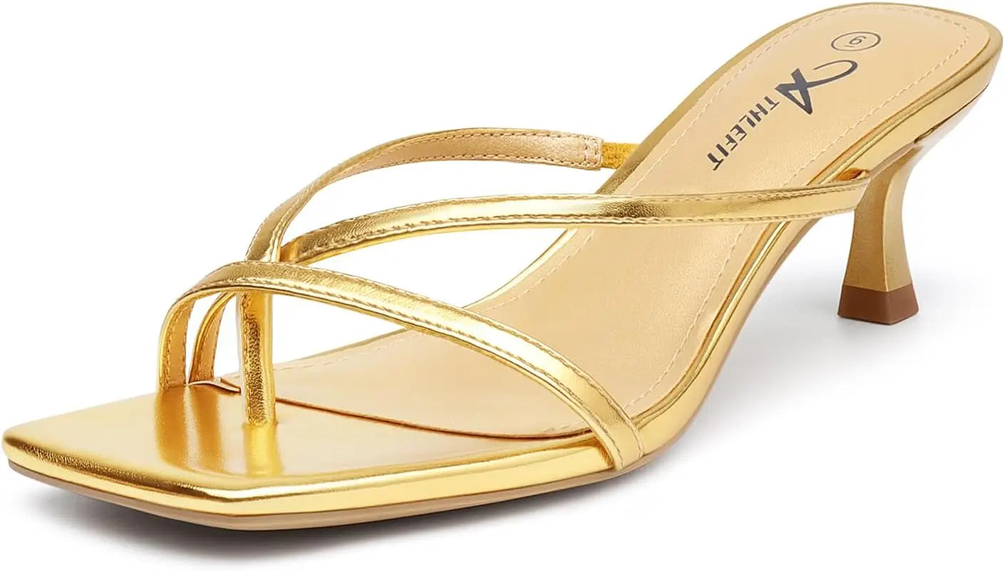 Women's Strappy Kitten Heels Flip Flops Square Open Toe Sandals