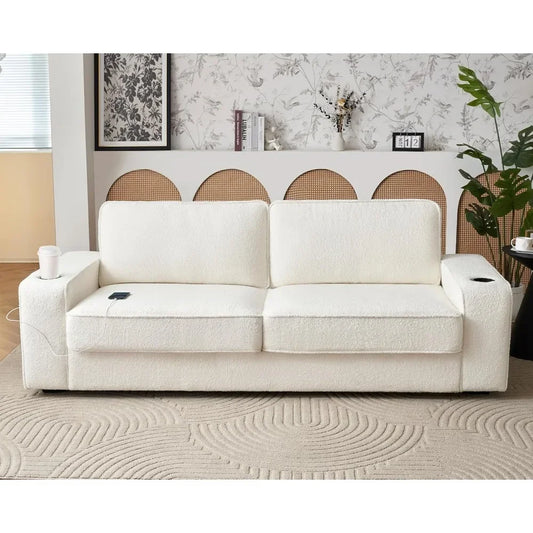 Modern Sofa, 89in Comfy Couch with Cup Holders